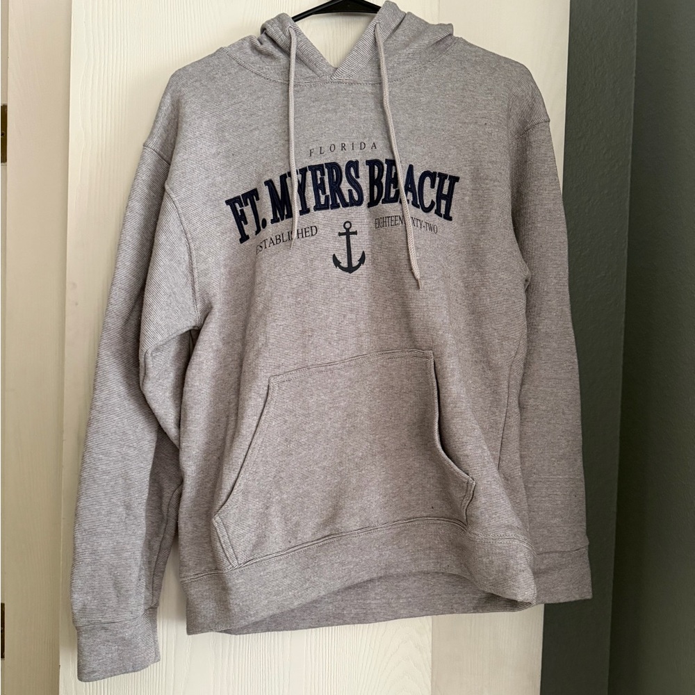 Ft. Myers Beach Gray Hoodie fleece inside